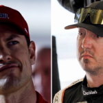 (L-R) NASCAR Cup Series drivers Joey Logano and Kyle Busch
