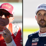 Kevin Harvick (L) and Denny Hamlin (R). Image Credits: Imagn.