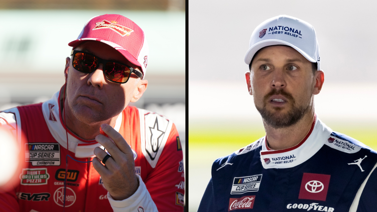 Kevin Harvick (L) and Denny Hamlin (R). Image Credits: Imagn.