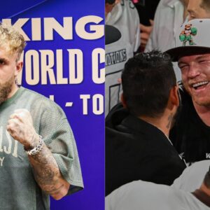 Jake Paul (L), Canelo Alvarez (R)