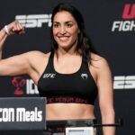 LAS VEGAS, NV - FEBRUARY 24: Tatiana Suarez steps on the scale for the official weigh-ins at UFC Apex for UFC Fight Night - Krylov vs Spann on February 24, 2023 in Las Vegas, NV, United States. Las Vegas, NV United States - ZUMAp175 20230224_zsa_p175_058 Copyright: xLouisxGrassex