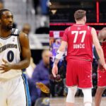 Gilbert Arenas (L), Luka Doncic and LeBron James (R)