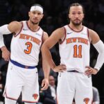 New York Knicks guards Josh Hart (3) and Jalen Brunson (11) at Barclays Center
