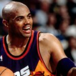 Phoenix Suns forward Charles Barkley (34) reacts against the Portland Trail Blazers at Memorial Coliseum.