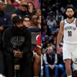 Kawhi Leonard and James Harden (L), Ben Simmons (R)