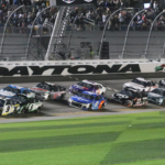 Racers get the green flag to restart running of the 63rd Daytona 500 after an hours long weather delay on Sunday, Feb. 14, 2021. Img 58331