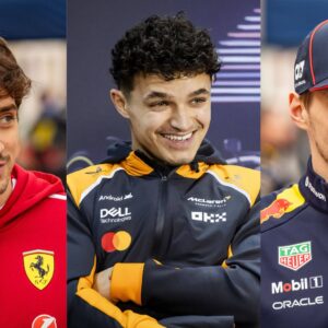 Charles Leclerc (L), Lando Norris (M), and Max Verstappen (R)
