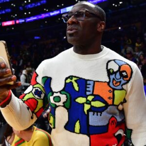 Former NFL player Shannon Sharpe attends the game between the Los Angeles Lakers and the Oklahoma City Thunder at Crypto.com Arena.