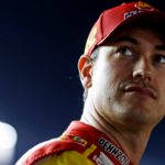 Feb 12, 2025; Daytona Beach, Florida, USA; NASCAR Cup Series driver Joey Logano (22) during qualifying for the Daytona 500 at Daytona International Speedway. Mandatory Credit: Peter Casey-Imagn Images