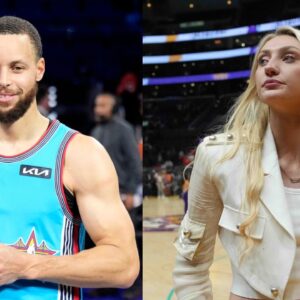 Stephen Curry (L), Cameron Brink (R)