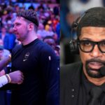 LeBron James and Luka Doncic (L) and Jalen Rose (R)