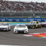 Mar 24, 2024; Austin, Texas, USA; NASCAR Cup Series driver Chase Elliott (9), driver Austin Cindric (2), driver Justin Haley (51) and driver Alex Bowman (48) in turn 15 during the EchoPark Automotive Grand Prix at Circuit of the Americas. Mandatory Credit: Michael C. Johnson-Imagn Images
