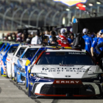 The car of NASCAR Cup Series driver Denny Hamlin (11) sits on pit road during qualifying for the Daytona 500 at Daytona International Speedway.