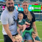 Kylie kelce with husband Jason kelce and their three daughters.