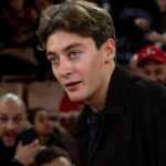 F1 Driver George Russell And Girlfriend At Basketball Match - Monaco Formula 1 driver George Russell attends the Euroleague basketball match between AS Monaco and FC Barcelona Basket in Monaco
