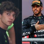 Kimi Antonelli (L) and Lewis Hamilton (R)