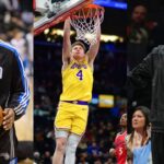 Gilbert Arenas (L), Dalton Knecht (C), Mark Williams (R)