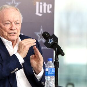 Dallas Cowboys owner Jerry Jones speaks to the media at a press conference at the Star.