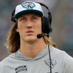Jacksonville Jaguars quarterback Trevor Lawrence (16) walks on the sideline during the fourth quarter of an NFL football matchup Sunday, Nov. 10, 2024 at Everbank Stadium in Jacksonville, Fla. The Vikings defeated the Jaguars 12-7.