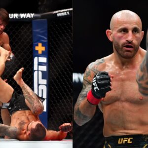 Diego Lopes (L), Alexander Volkanovski (R)