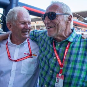Motorsport Consultant Dr Helmut Marko AUT CEO and Founder of Red Bull Dietrich Mateschitz AUT during the Winner ceremony for the Austrian FIA Formula One Grand Prix