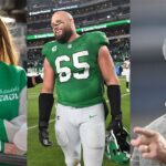 Kylie Kelce, Lane Johnson, and Jason Kelce