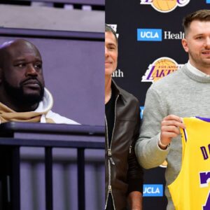 Shaquille O'Neal (L) and Luka Doncic (R)