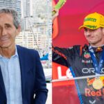 Alain Prost (L) and Max Verstappen (R)