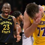 Draymond Green(L) and Luka Doncic(R)