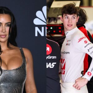 Kim Kardashian (L) and Oliver Bearman (R)