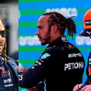 Calum Nicholas (L), Lewis Hamilton (M), and Max Verstappen (R)