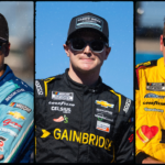 Carson Hocevar (L), Justin Haley (C), and Michael McDowell (R). Image Credits: Imagn.