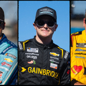 Carson Hocevar (L), Justin Haley (C), and Michael McDowell (R). Image Credits: Imagn.