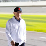 Feb 12, 2025; Daytona Beach, Florida, USA; NASCAR Cup Series team owner Joe Gibbs during qualifying for the Daytona 500 at Daytona International Speedway. Mandatory Credit: Mark J. Rebilas-Imagn Images