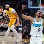 Luka Doncic and Anthony Davis(L), Tyrese Haliburton(R)