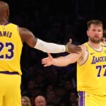 Luka Doncic and LeBron James NBA: Charlotte Hornets at Los Angeles Lakers