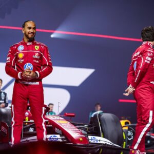 F1 - F1 75 LIVE AT THE O2 Scuderia Ferrari SF-25 livery reveal with HAMILTON Lewis (gbr), Scuderia Ferrari SF-25, LECLERC Charles