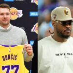 Luka Doncic (L), Carmelo Anthony (R)