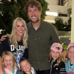 Kelly and Matthew Stafford with their kids.