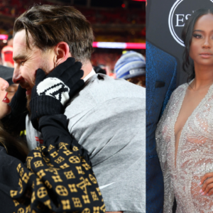 On left- Travis Kelce and Taylor Swift and on right- Kayla Nicole. Credit- Imagn Images