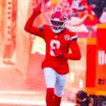 Kansas City Chiefs wide receiver DeAndre Hopkins (8) against the Buffalo Bills in the AFC Championship game at GEHA Field at Arrowhead Stadium.