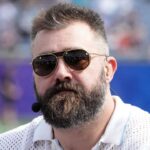 Jason Kelce on the ESPN postseason countdown set during the 2025 Pro Bowl Games at Camping World Stadium.