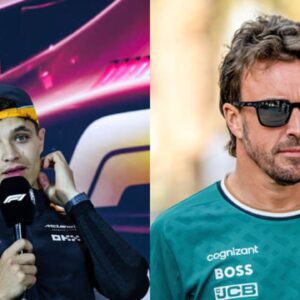 Lando Norris (L) and Fernando Alonso (R)