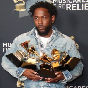 Kendrick Lamar, Winner of Record of the Year, Best Rap Performance, Best Rap Song, Best Music Video, and Song of the Year for ‘Not Like Us’ at the 67th Annual Grammy Awards at Crypto.com Arena in Los Angeles on Sunday, Feb. 2, 2025.