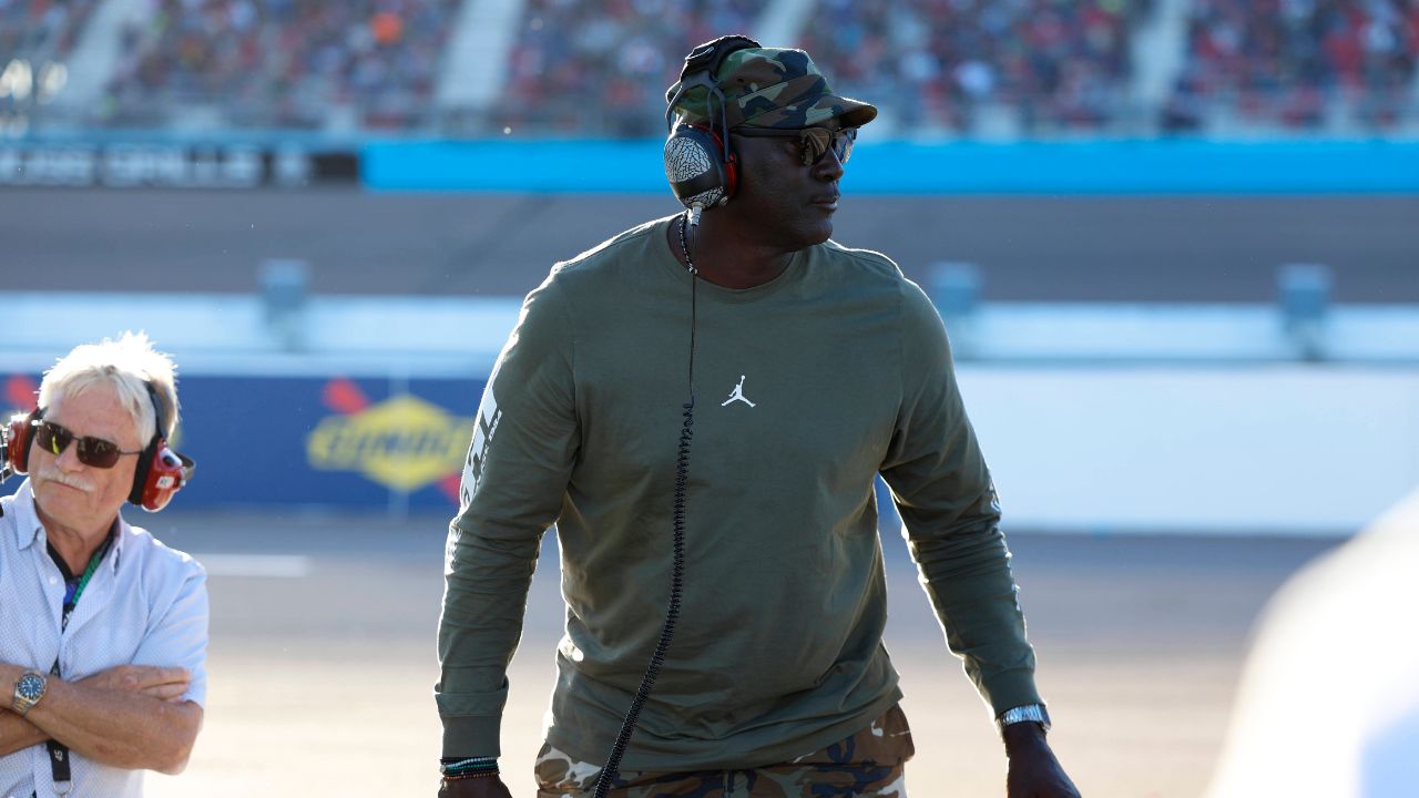 Team owner, MICHAEL JORDAN, watches his teams practice during the NASCAR Cup Series Championship Race at Phoenix Raceway in Avondale, AZ.