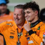 F1 Grand Prix Of Abu Dhabi Zak Brown, CEO of McLaren Racing, and Lando Norris of the McLaren F1 Team MCL38, celebrate the Constructors World Championship
