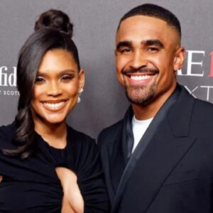 Bry Burrows and Jalen Hurts on Oct. 24, 2023 in NYC.