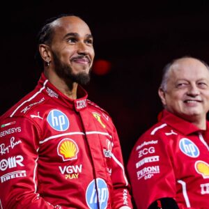HAMILTON Lewis (gbr), VASSEUR Frederic (fra), Team Principal & General Manager of the Scuderia Ferrari, LECLERC Charles (mco), Scuderia Ferrari, portrait, during the F1 75 Live at The O2