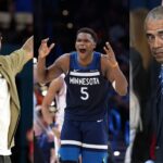 Carmelo Anthony(L), Anthony Edwards(Center), and Former President Barack Obama(R)