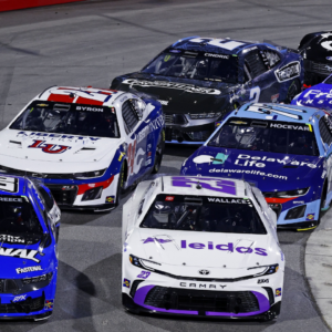NASCAR Cup Series driver Ryan Preece (60) and NASCAR Cup Series driver Bubba Wallace (23) during the Clash at Bowman Gray at Bowman Gray Stadium.